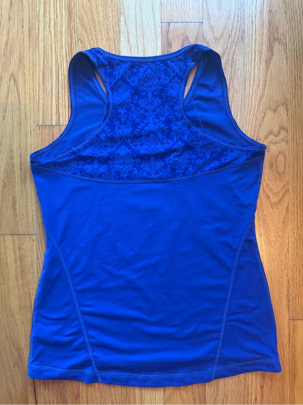 Athleta Blue Racerback Tank with Patterned Side Panels - Picture 2 of 4